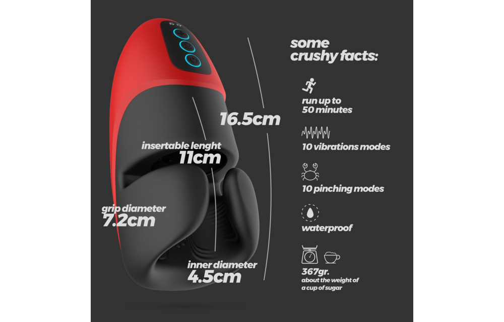 Pancho - Rechargeable Masturbator with Pressure - Red/Black