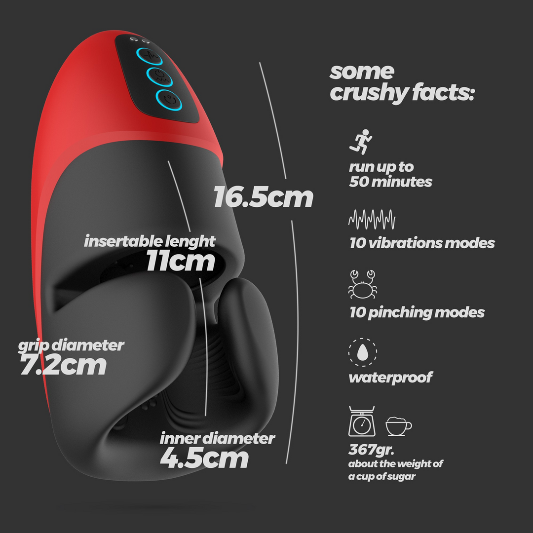 Pancho - Rechargeable Masturbator with Pressure - Red/Black