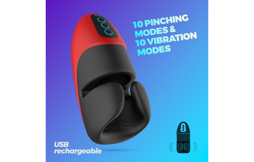 Pancho Rechargeable Masturbator Red - Powerful Vibrations