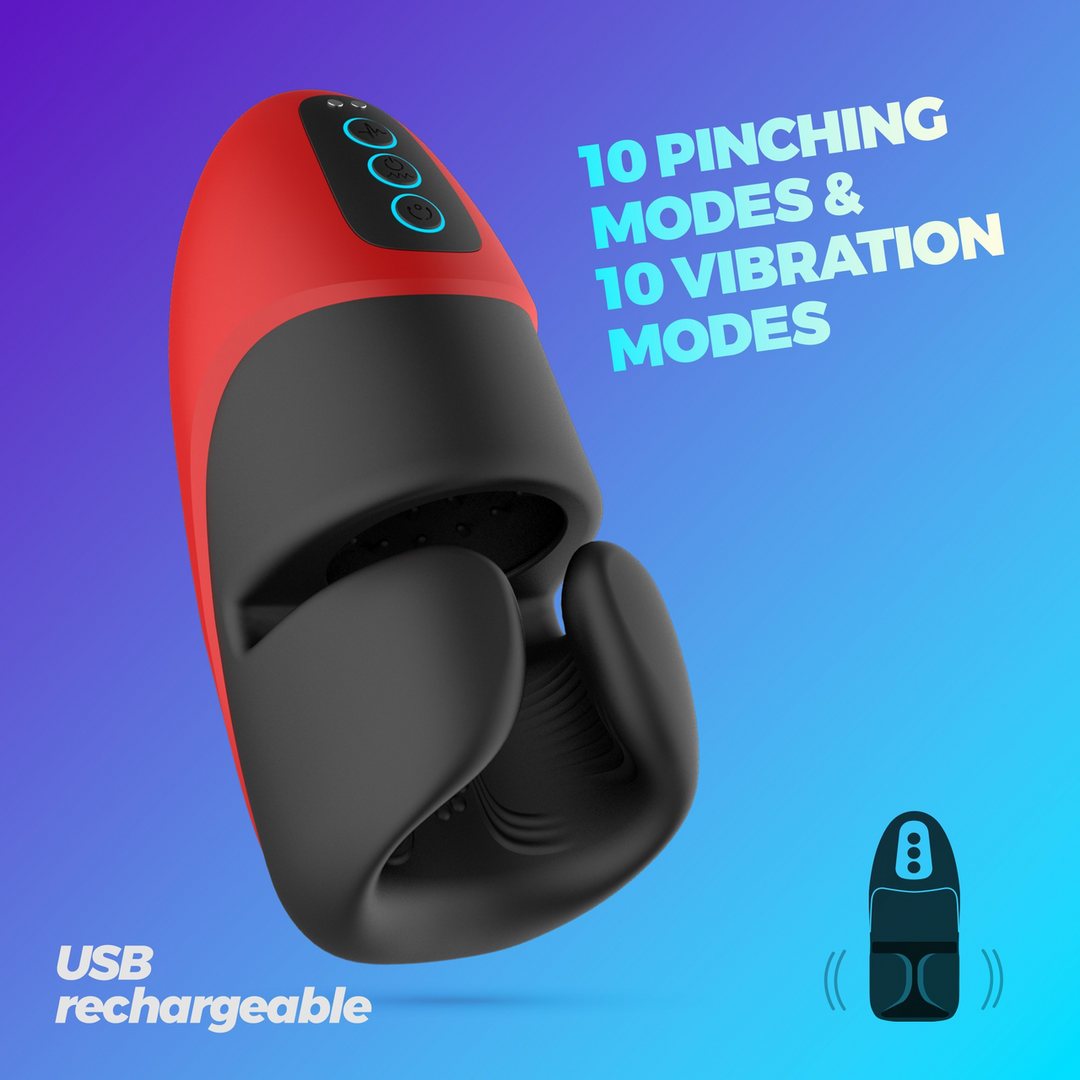 Pancho Rechargeable Masturbator Red - Powerful Vibrations