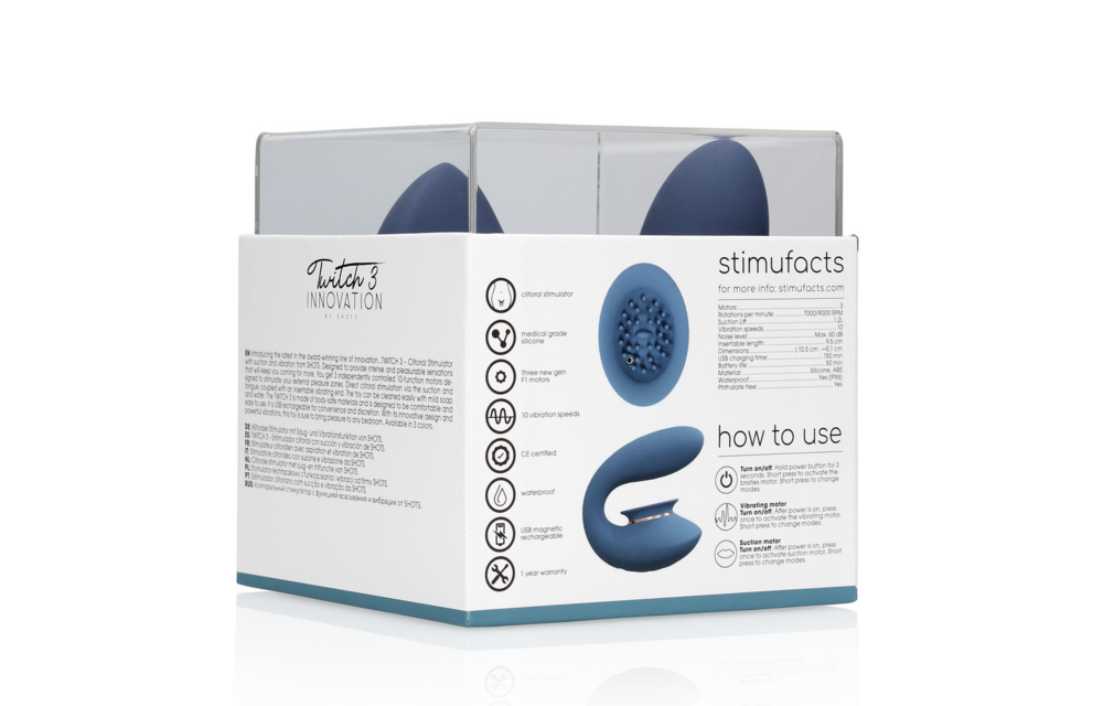 Twitch 3 Vibrator Blue – Rechargeable & Suction Cup Toy