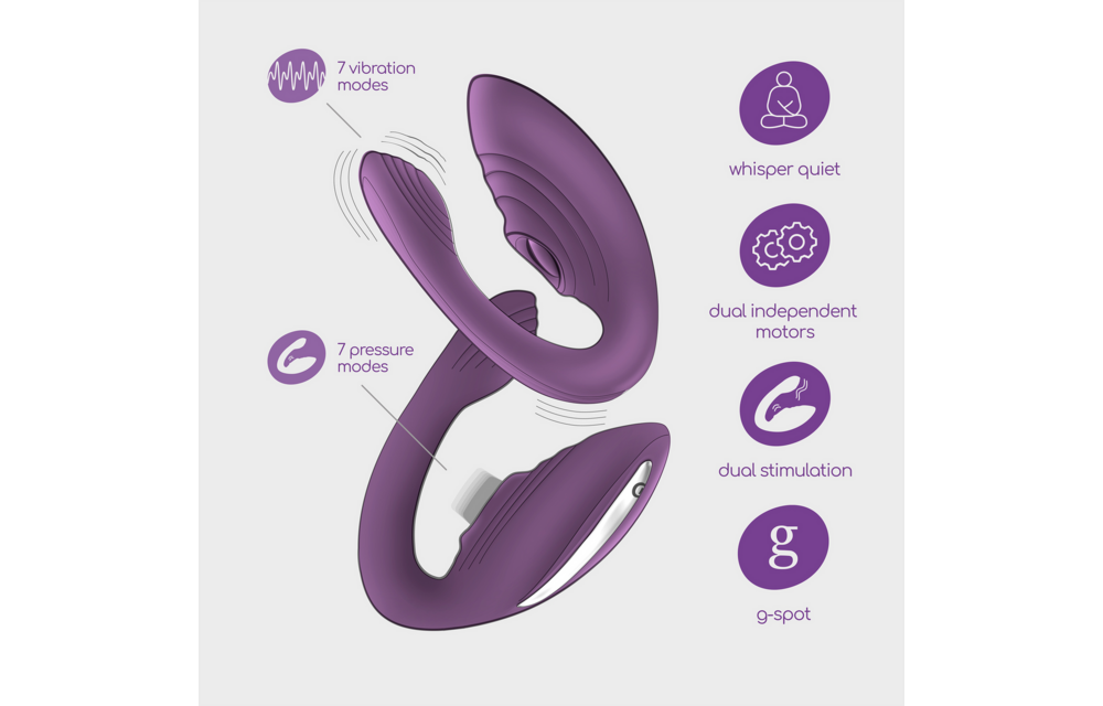 Pleasuriser Paars - Oplaadbare C-vormige Vibrator + Glijmiddel