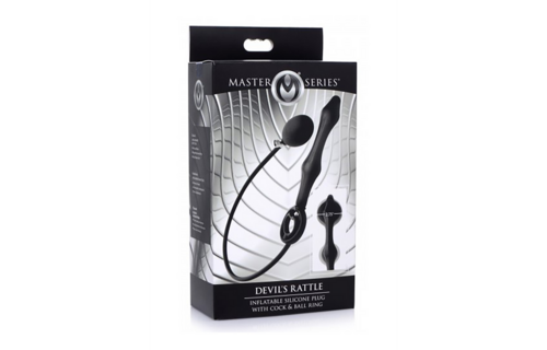 Opblaasbare Siliconen Anale Plug 22 cm + Penis- & Ballenring