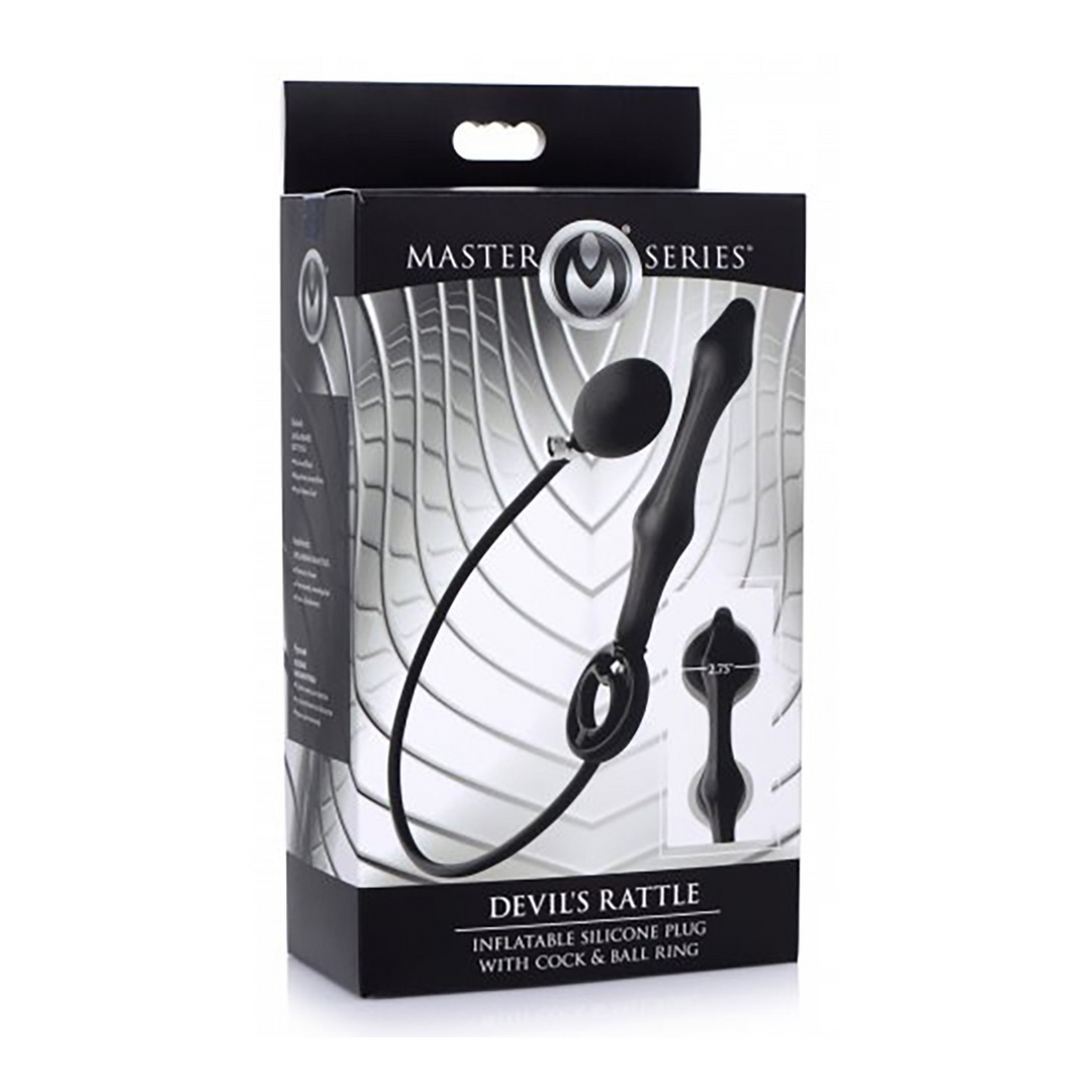 Opblaasbare Siliconen Anale Plug 22 cm + Penis- & Ballenring