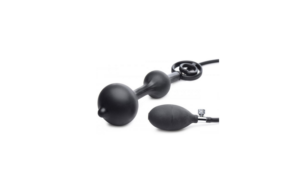 Opblaasbare Siliconen Anale Plug 22 cm + Penis- & Ballenring