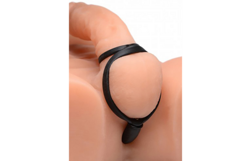 Aufblasbarer Silikon-Analplug 22 cm + Penis- und Hodenring