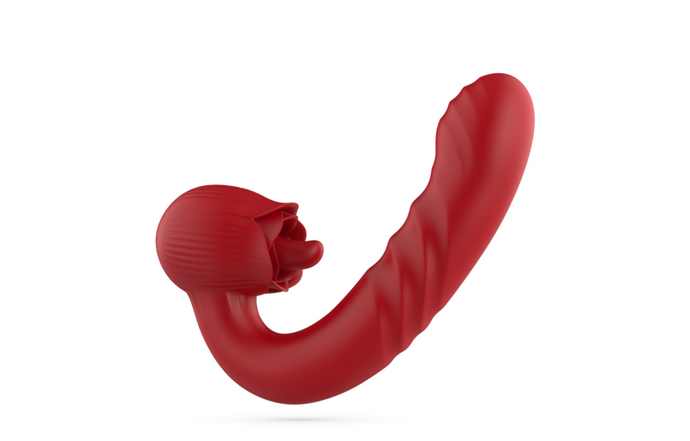 Osiria - Thrusting and Licking Rose Vibrator - Red