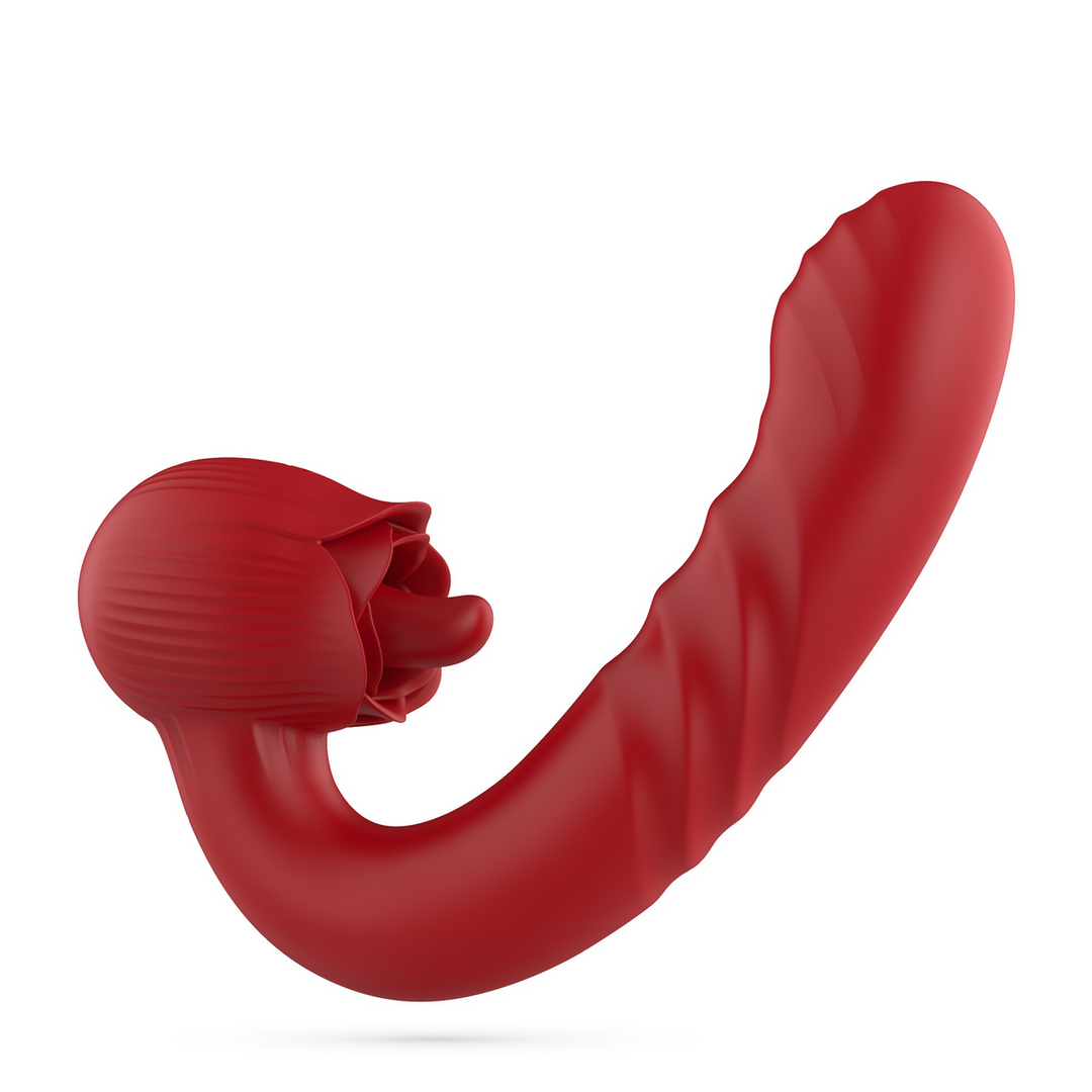 Osiria - Thrusting and Licking Rose Vibrator - Red