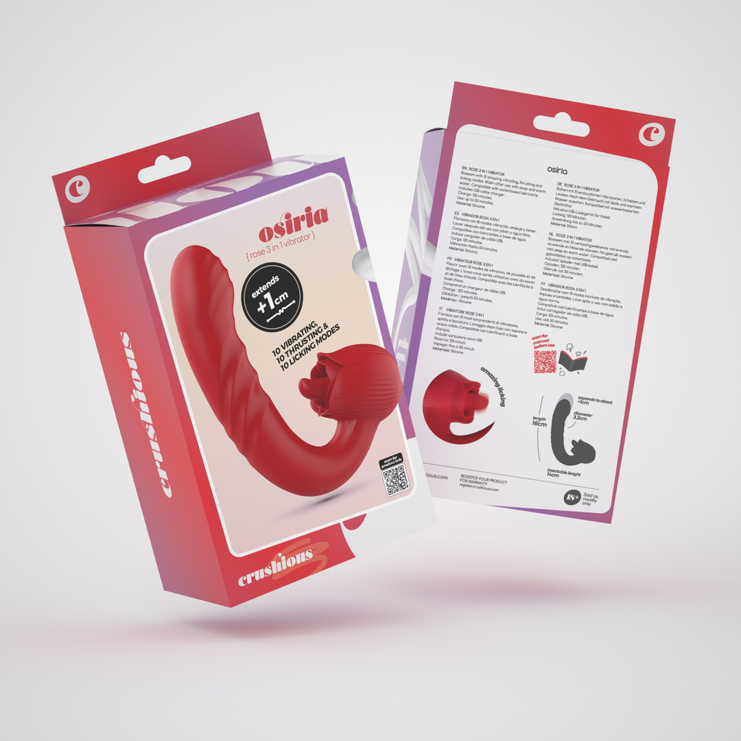 Osiria rose vibrator red – licking, vibrating & thrusting pleasure