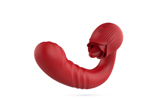 Osiria rose vibrator red – licking, vibrating & thrusting pleasure
