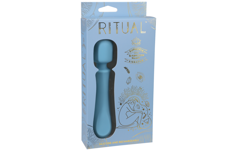 Euphoria Rechargeable Silicone Wand Vibrator Blue - Quiet & Powerful