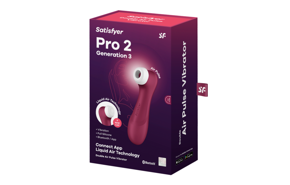Pro 2 Generation 3 - Double Air Pulse Vibrator - Liquid Air and Connect App - Wine Red