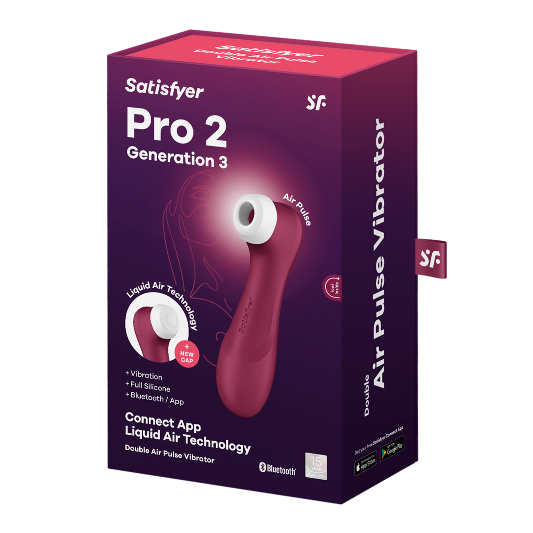 Pro 2 Generation 3 - Doppelte Luftstoß-Vibrator - Flüssige Luft und Connect-App - Weinrot