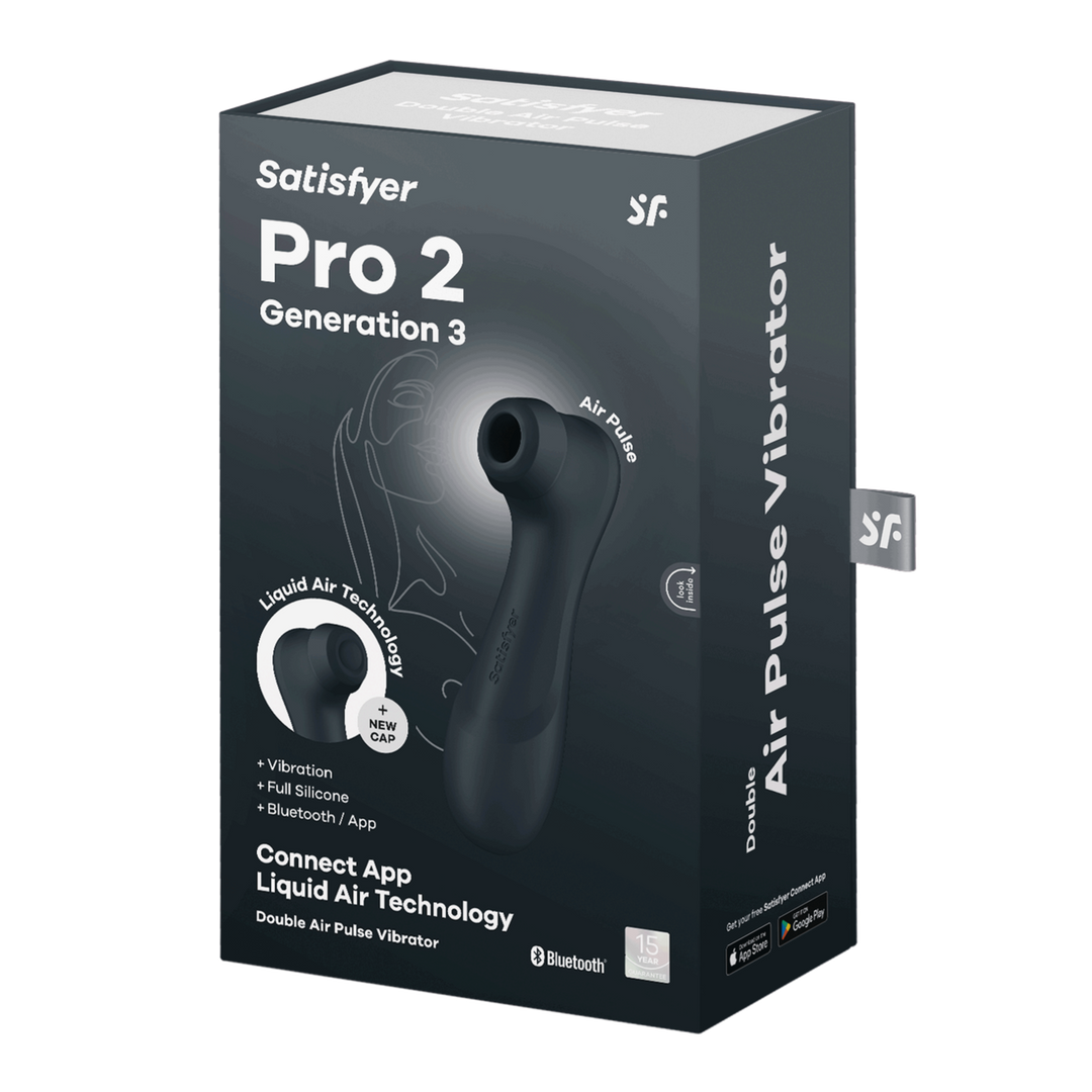 Pro 2 Generatie 3 - Double Air Pulse Vibrator - Liquid Air en Connect App - Zwart