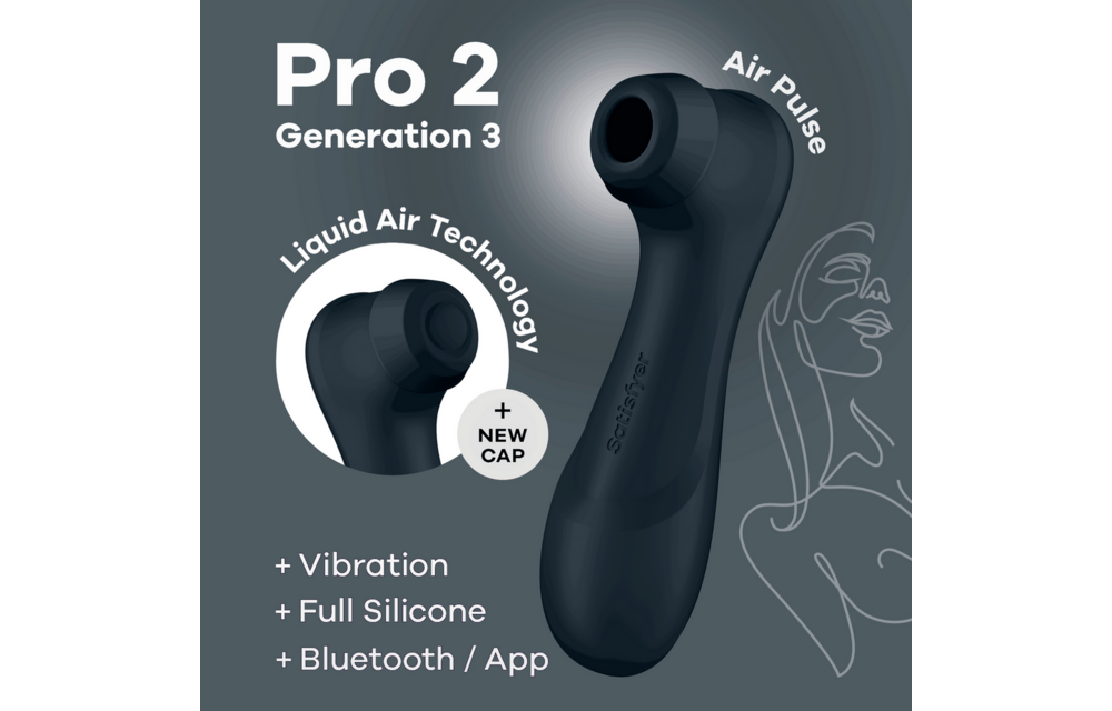 Pro 2 Gen 3 Air Pulse Vibrator Zwart - Liquid Air & Connect App