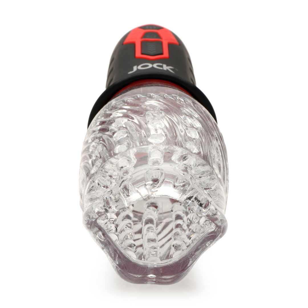 Drehender und vibrierender Masturbator - Transparent/Schwarz