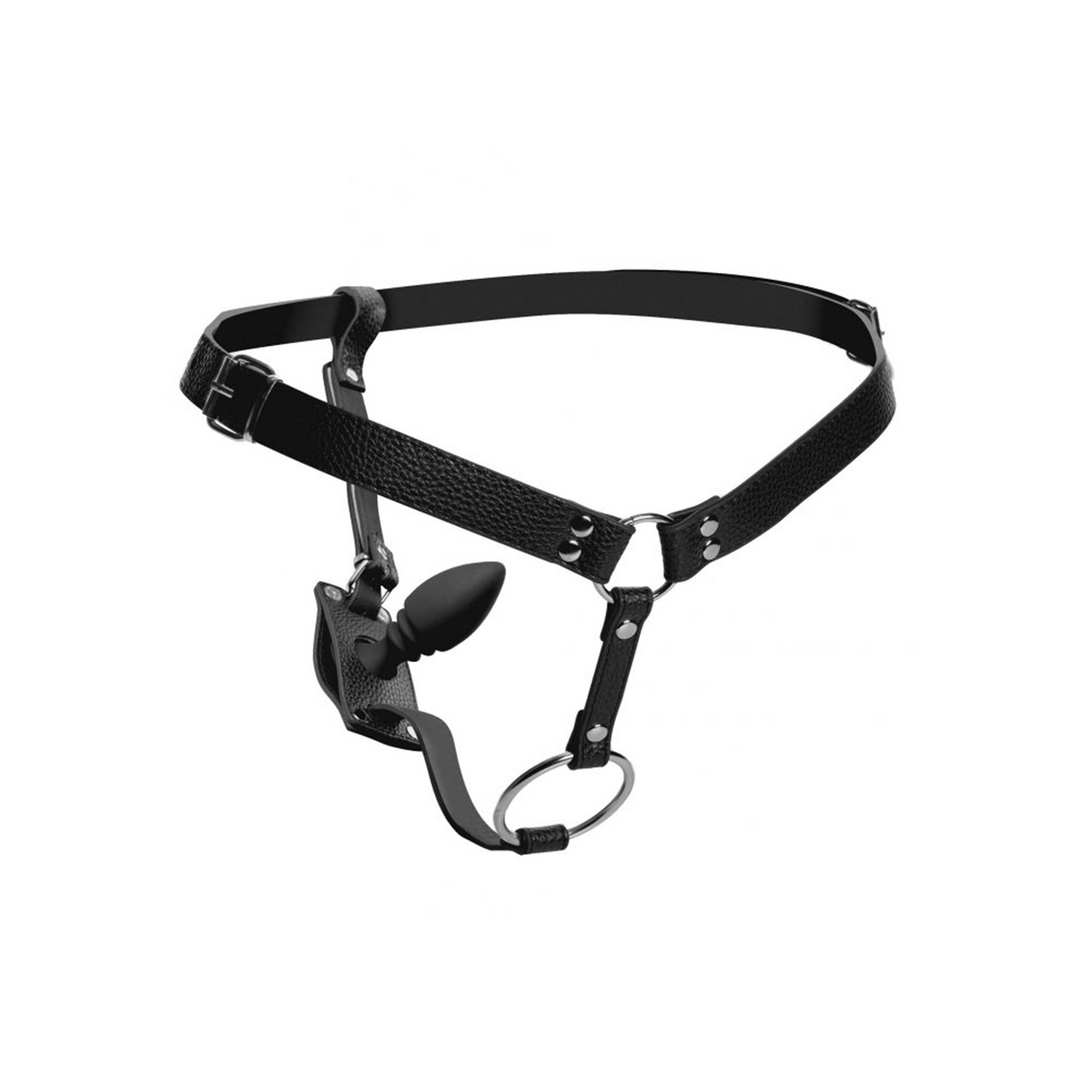 Men's harness with silicone butt plug 12 cm | Ultimate sensation