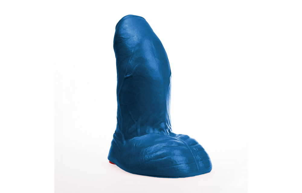 ✊Fuck & Fist Buri L – Realistischer gebogener Dildo mit Hoden – 8,7 / 22 cm – Blau