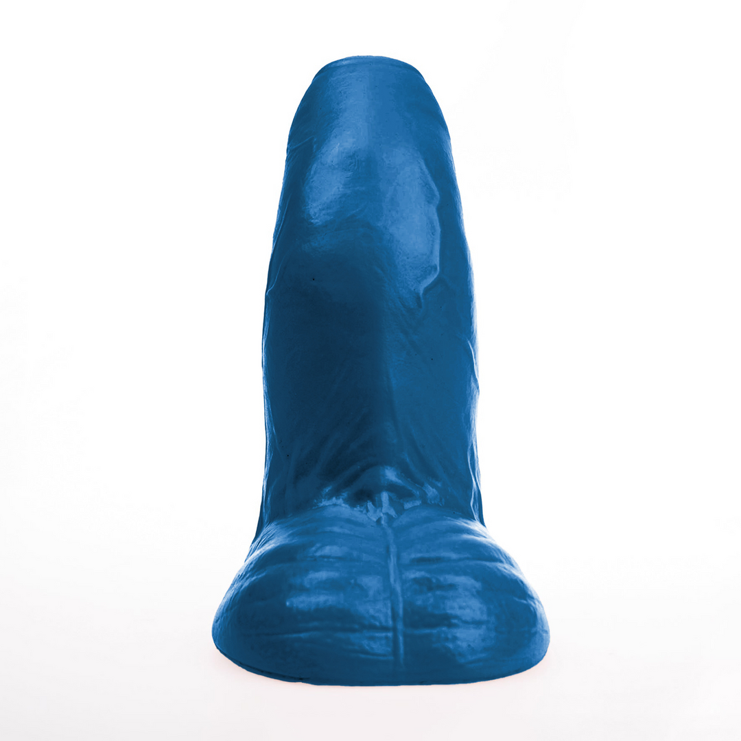 ✊Fuck & Fist Buri L – Realistischer gebogener Dildo mit Hoden – 8,7 / 22 cm – Blau