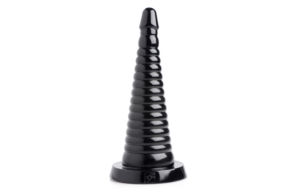 Giant Ribbed Anal Cone 29 cm Black - Gradual Stretching