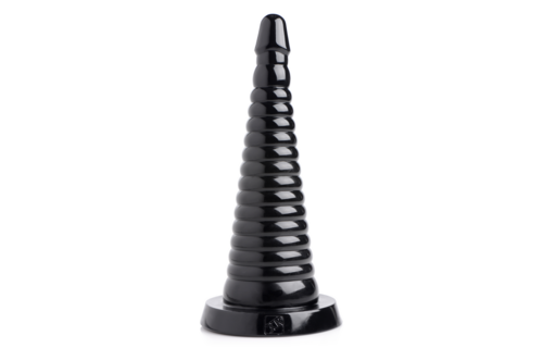 Giant Ribbed Anal Cone 29 cm Schwarz – Allmähliche Dehnung