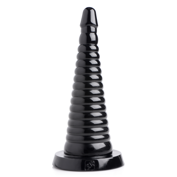 Giant Ribbed Anal Cone 29 cm Zwart - Geleidelijke Oprekking
