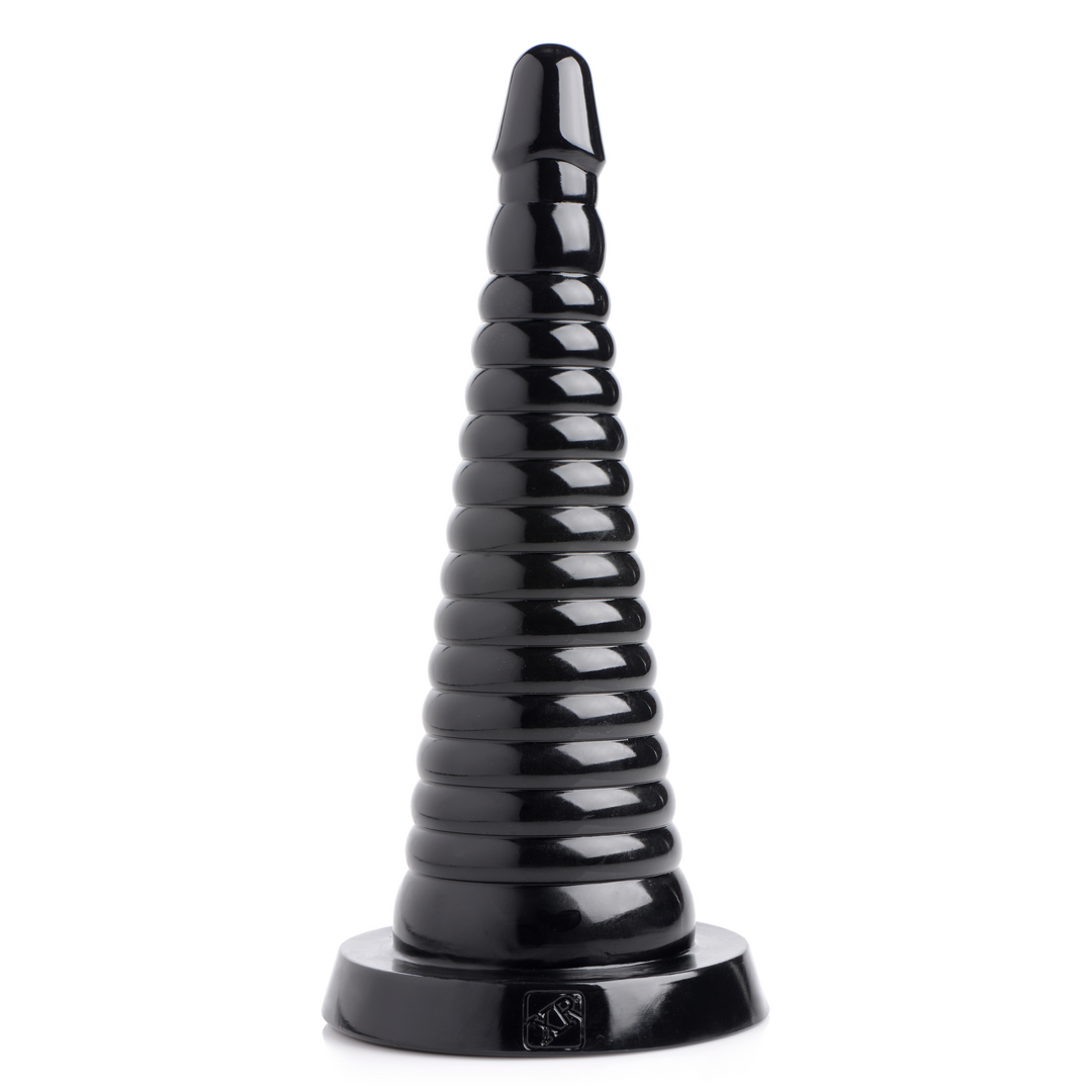 Giant Ribbed Anal Cone 29 cm Black - Gradual Stretching