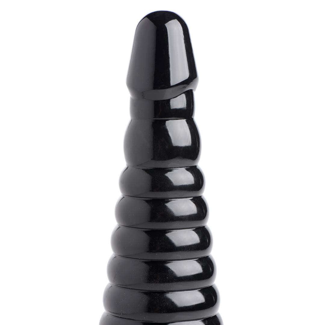 Giant Ribbed Anal Cone 29 cm Schwarz – Allmähliche Dehnung