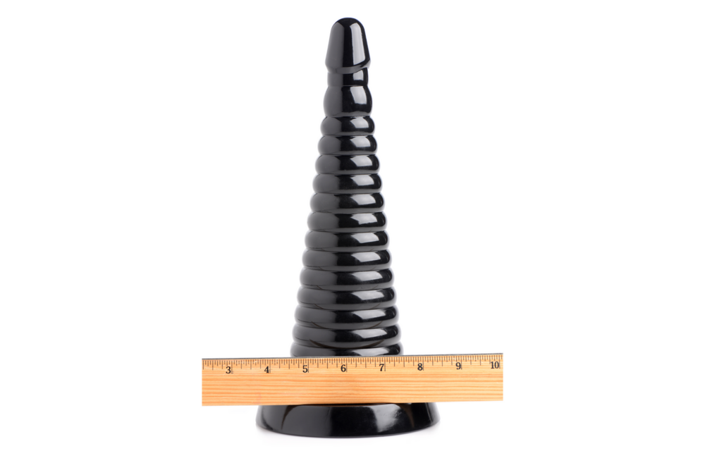 Giant Ribbed Anal Cone 29 cm Black - Gradual Stretching