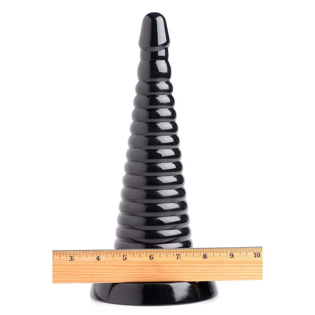 Giant Ribbed Anal Cone 29 cm Zwart - Geleidelijke Oprekking