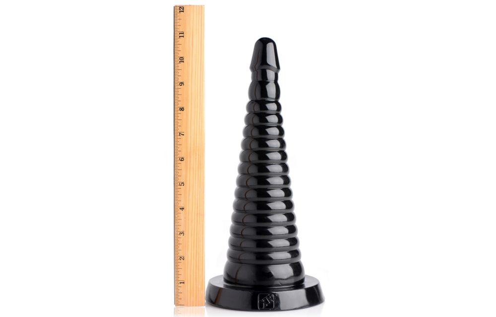Giant Ribbed Anal Cone 29 cm Black - Gradual Stretching