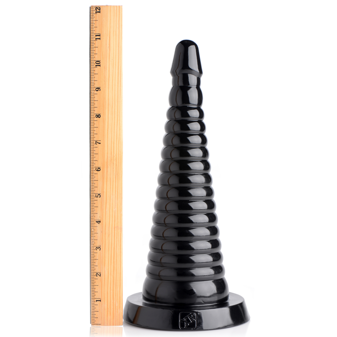 Giant Ribbed Anal Cone 29 cm Black - Gradual Stretching