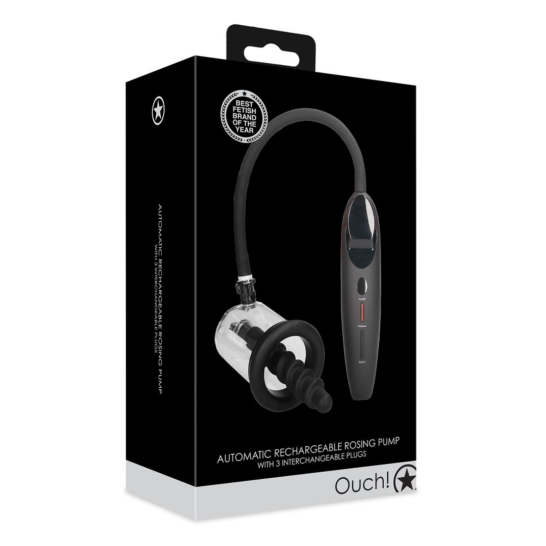 Automatic Rechargeable Rose Pump Black 7.5 cm – Ultimate Pleasure