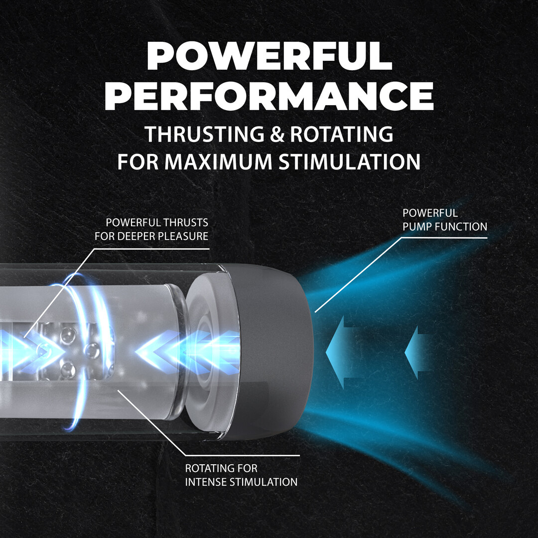 Vortex - Suction Rotation and Thrusting Masturbator Pump - Gun Metal