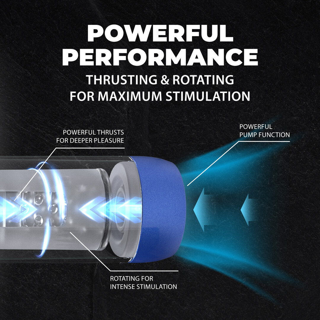 Vortex - Suction Rotation and Thrusting Masturbator Pump - Metallic Blue