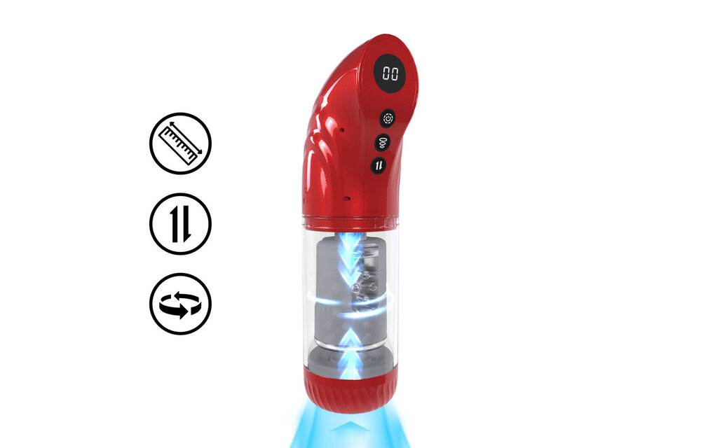 StrokeMate - Suction Rotation and Thrusting Masturbator Pump - Metallic Red