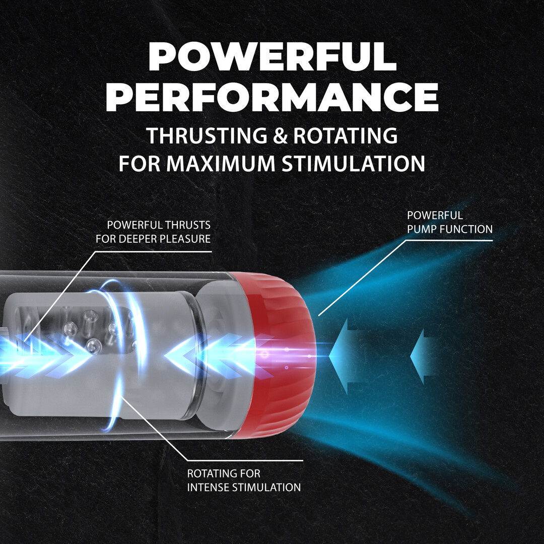 StrokeMate Masturbator-Pumpe – Saug-, Dreh- und Stoßfunktion Rot
