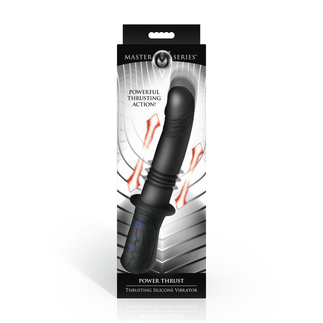Power Thrust Thrusting Silicone Vibrator - Black & Powerful