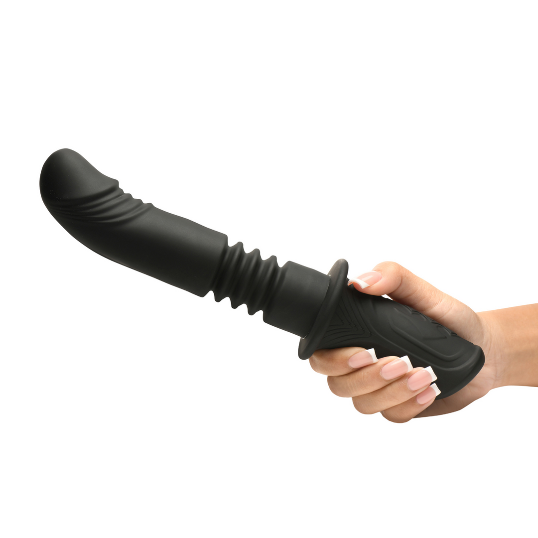 Power Thrust Thrusting Silicone Vibrator - Black & Powerful