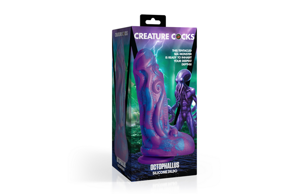 Octophallus 22,3 cm - Paarse/blauwe siliconen dildo XR Brands