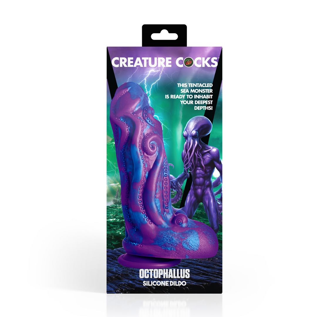 Octophallus 22,3 cm - Paarse/blauwe siliconen dildo XR Brands