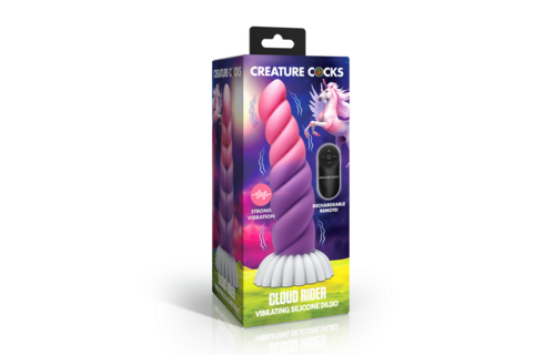 Cloud Rider Vibrating Unicorn Dildo Purple/Pink Silicone