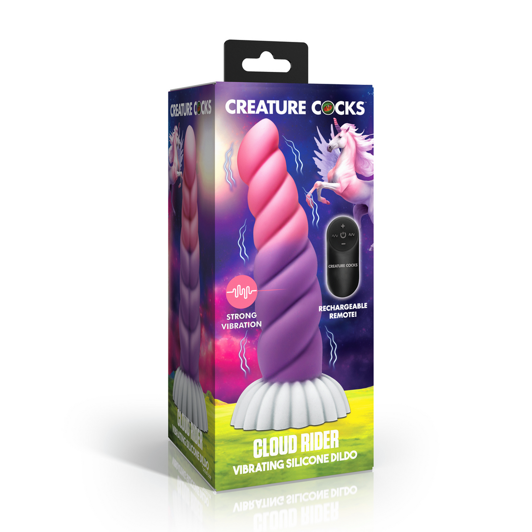 Cloud Rider Vibrating Unicorn Dildo Purple/Pink Silicone