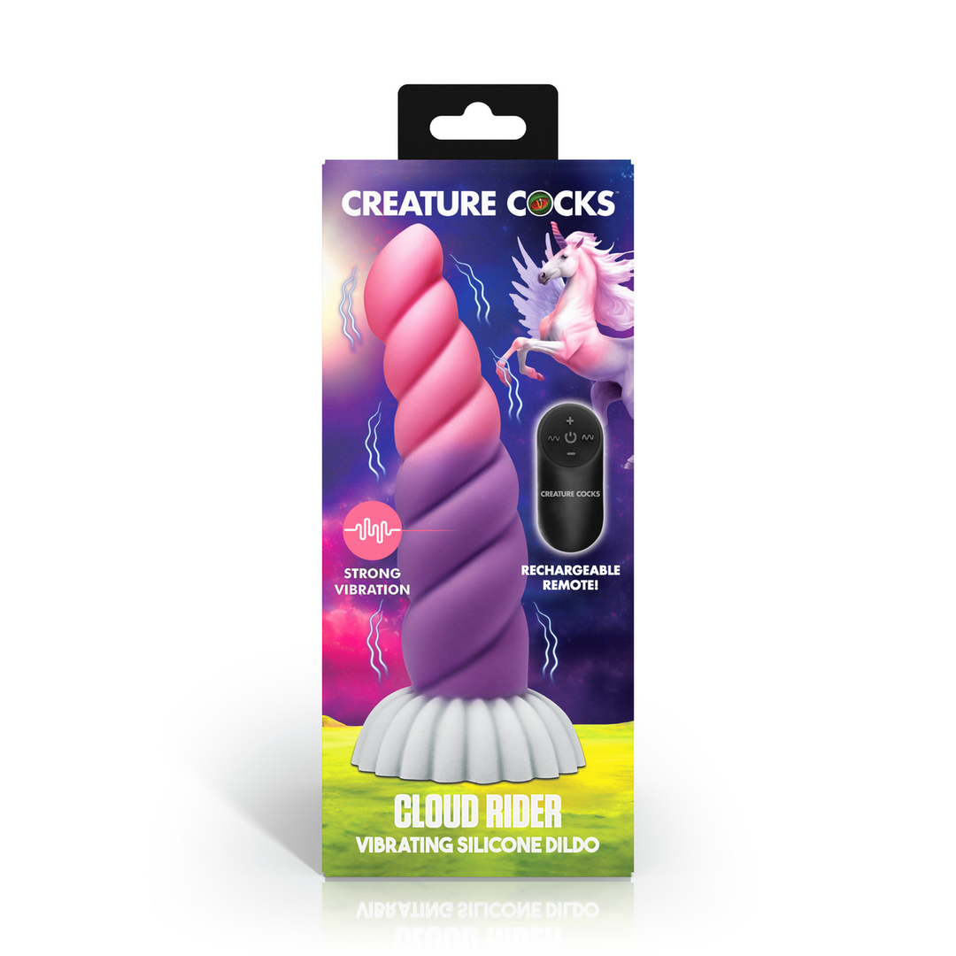Cloud Rider Vibrating Unicorn Dildo Purple/Pink Silicone