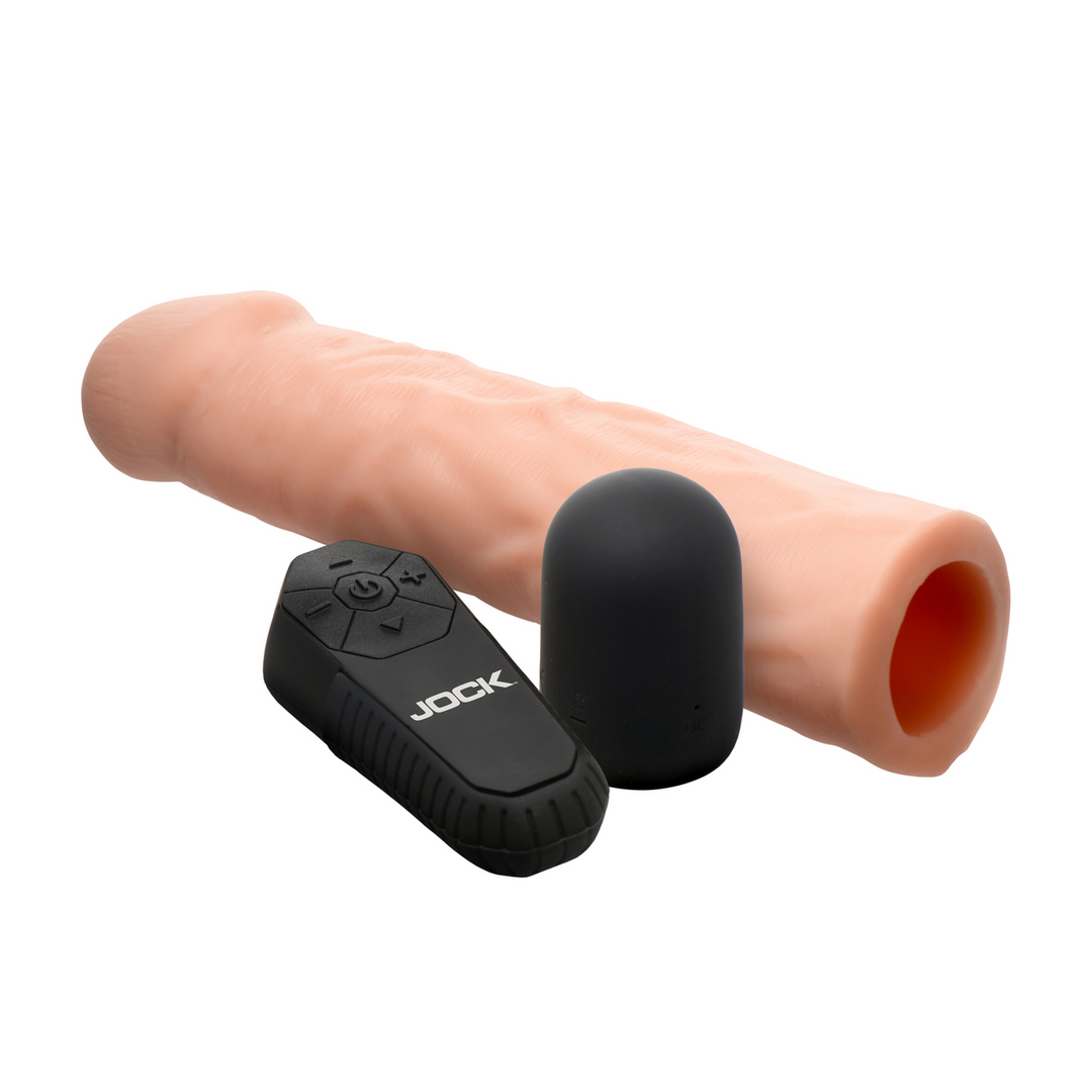 Enhancers - Vibrating Realistic Penis Extension with Remote Control - Light