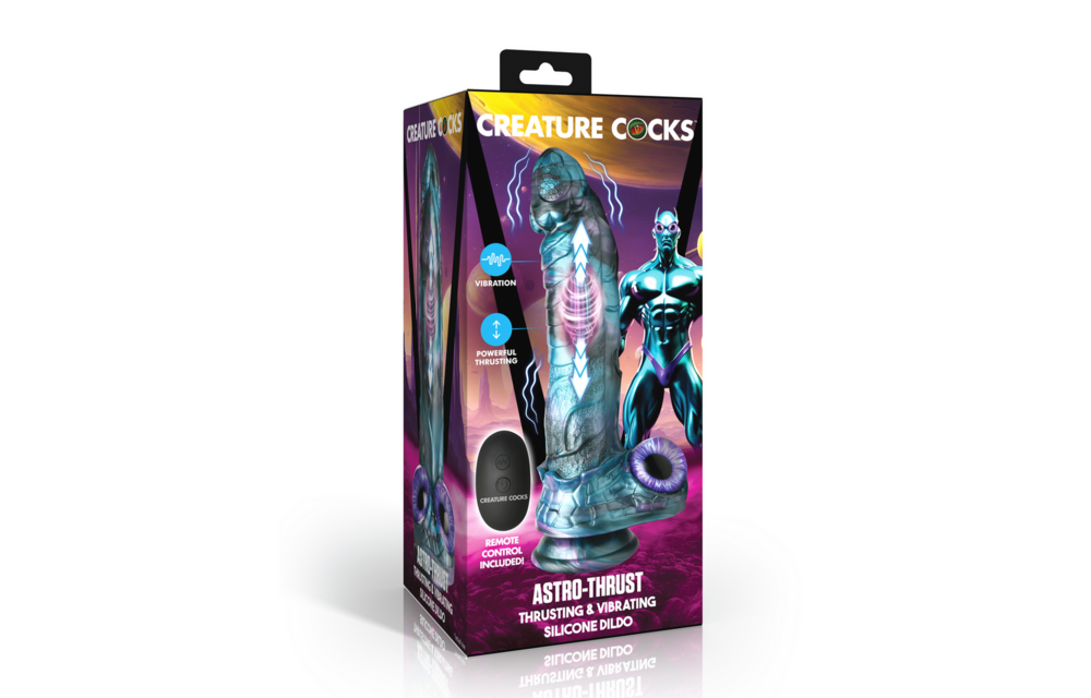 Astro-Thrust - Duwende en Vibrerende Siliconen Dildo - Blauw/Paarse