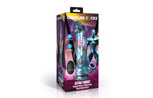 Astro-Thrust Siliconen Dildo Blauw/Paars - Vibrerend Plezier