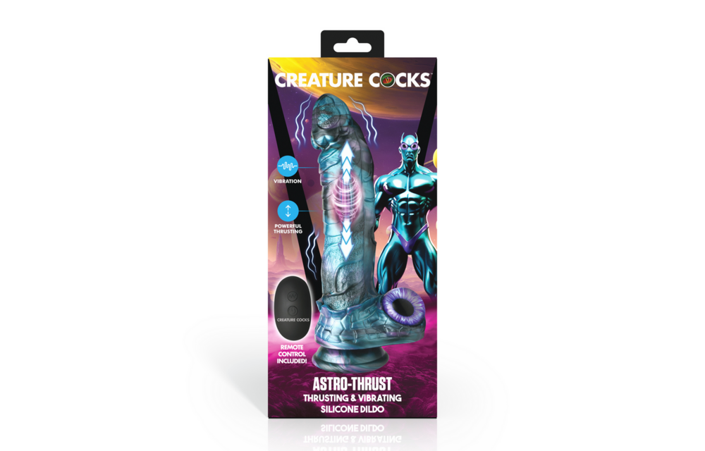 Astro-Thrust - Duwende en Vibrerende Siliconen Dildo - Blauw/Paarse