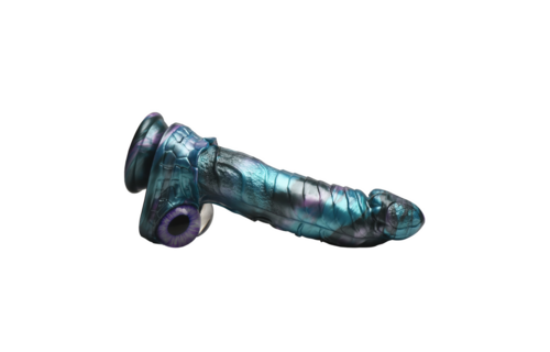 Astro-Thrust - Stoß- und Vibrations-Silikon-Dildo - Blau/Lila