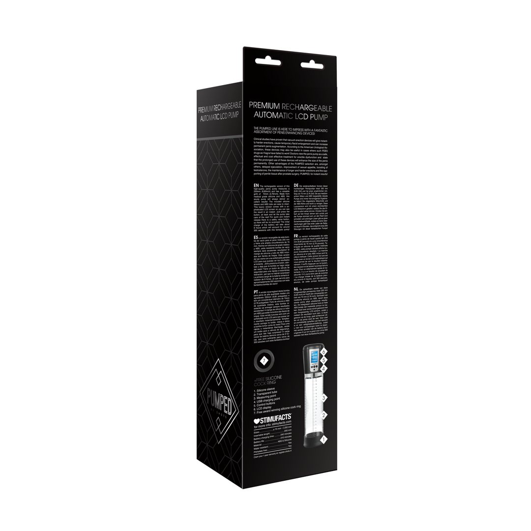 Premium wiederaufladbare automatische LCD-Penispumpe 29 cm